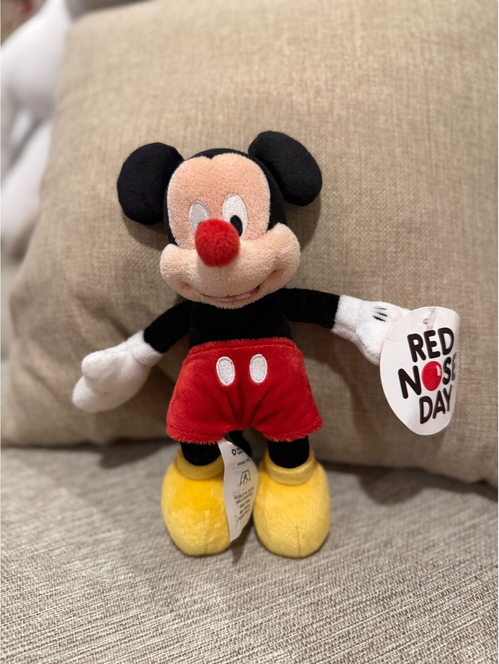 Disney Mickey Mouse Red Nose Day Comic Relief UK Plush 10" NWT Exclusive